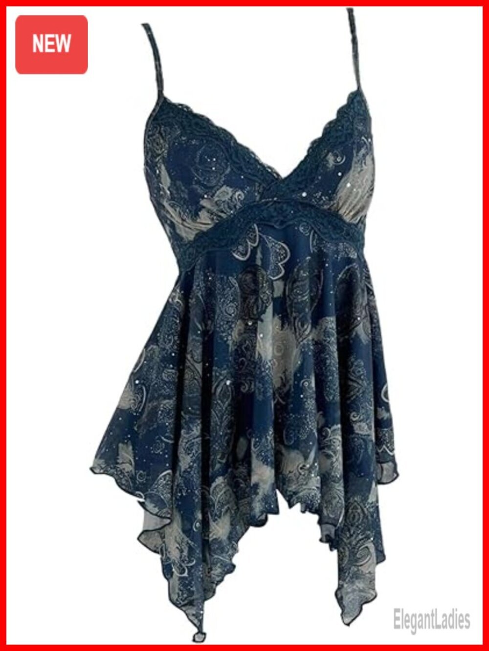 Y2K Lace Sequin Babydoll Camisole Tank Top Going Out